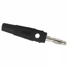 Mufa banana 4mm tata cauciucata neagra pentru cablu 3mm 