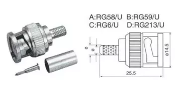 Mufa BNC RG59 tata sertizare 