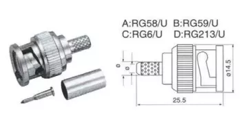 Mufa BNC tata RG6U 