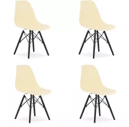 Set 4 scaune stil scandinav Artool Osaka PP lemn crem si negru 46x54x81 cm 