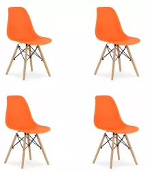 Set 4 scaune stil scandinav Artool Osaka PP lemn portocaliu si natur 46x54x81 cm 