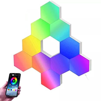 SET 8 PANOURI HEXAGONALE RGB DREAM TELECOMANDA APLICATIE SMART MUZICAL 