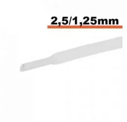 Tub termocontractibil alb 2.5 mm/ 1.25 mm 0.5m 