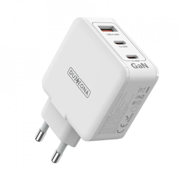 Incarcator priza GaN 3 in 1 USB 2xType-C 65W - Duzzona T9 - White