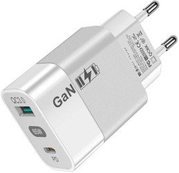 Incarcator Priza GaN USB Type-C 65W - Techsuit CHPD131 - White 