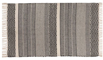 Pres traditional din bumbac cu franjuri negru cu bej 90 x 60 cm 