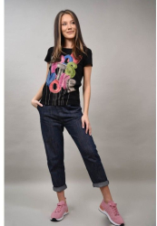 TRICOU IMPRIMEU LITERE MULTICOLOR GUARENE Negru S-M 