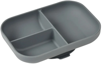 Farfurie compartimentata din silicon cu ventuza Beaba Mineral Grey 