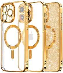 Husa pentru iPhone 14 Pro Max - Techsuit Luxury Glitter MagSafe - Gold 