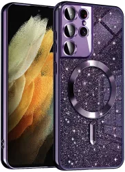 Husa pentru Samsung Galaxy S21 Ultra 5G - Techsuit Luxury Glitter MagSafe - Deep Purple 