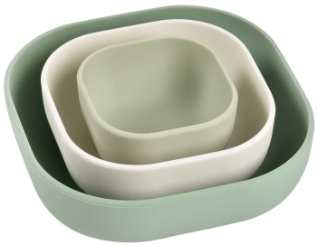Set 3 boluri din silicon Beaba Sage Green 
