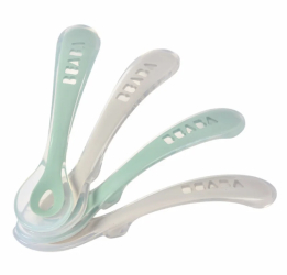 Set 4 lingurite silicon +8 luni Beaba Sage Green 