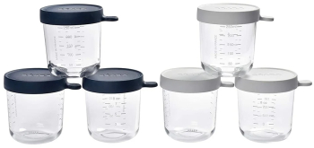 Set 6 recipiente sticla Beaba 250 ml Dark Blue 