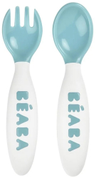 Set lingurita si furculita ergonomica Beaba Blue
