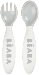 Set lingurita si furculita ergonomica Beaba Grey