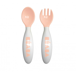 Set lingurita si furculita ergonomica Beaba Pink 