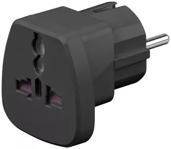 Adaptor univeral la CEE 7/7 Schuko negru 250V AC 16A Goobay 