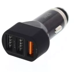Alimentator USB bricheta auto Quick Charge 3 iesiri 28W negru Well 