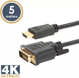 Cablu 24+1 DVI-D la HDMI 5m v2.0 10.2Gbps aurit Delight 