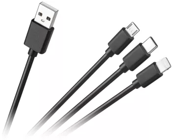 Cablu 3in1 USB A la micro USB + USB type C + Lightning 1.2m 2A Cabletech 