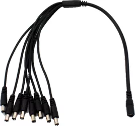 Cablu adaptor cu mufa DC 2.1x5.5 mm 1x mama la 8x tata pentru camere supraveghere 