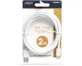 Cablu de date/incarcare USB-USB Type C alb 2m invelis siliconic delight 55550WH-2 