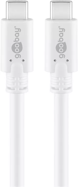 Cablu de incarcare si sincronizare USB type C 3.2 Gen1 tata-tata PD 60W 1m alb Goobay 