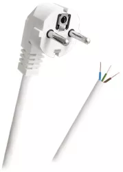 Cablu electric cu stecher Schuko si capat dezizolat 3x1mm 3m alb PS3X1-3 