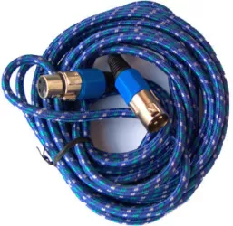 Cablu microfon XLR mama-tata 3m textil albastru Cabletech 