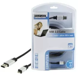 Cablu USB 2.0 A tata - Micro USB A tata 1.8m Konig 
