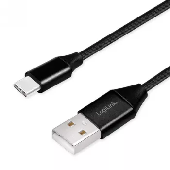 Cablu USB 2.0 A - USB type C 0.3m negru LOGILINK CU0139 
