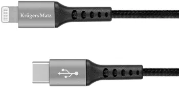 Cablu USB type C - Lightning certificat MFI 1m 3A bumbac OFC Kruger&Matz 