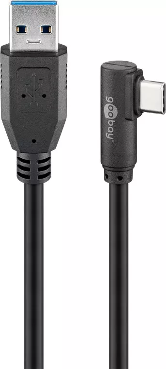 Cablu USB TYPE C tata la USB A 3.0 tata unghi 90 grade 1m 15W 5Gbps Goobay 