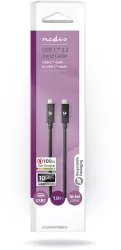 Cablu USB TYPE C tata - USB TYPE C tata 1m 100W 10Gbps 3.2 Gen 2 negru Nedis