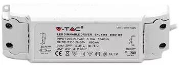 Driver pentru panou LED 29W 25-36VDC 800mA A++ IP20 V-TAC 