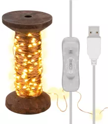 Fir 15m 150 micro LED alb cald 2700K 2W 3lm 5V cu cablu USB 3m si intrerupator 60342 Goobay 