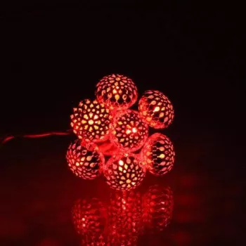Ghirlanda electrica luminoasa decorativa cu felinar 20 LEDuri rosii cablu transparent WELL 