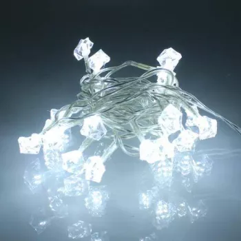 Ghirlanda electrica luminoasa decorativa forma diamant 20 LED albe lumina rece cablu transparent WELL 