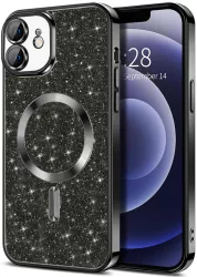 Husa pentru iPhone 12 - Techsuit Luxury Glitter MagSafe - Black 