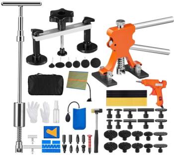 Kit pentru reparatie caroserie fara vopsire 69 elemente ventuze plastic pistol silicon 