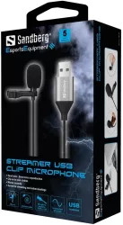 Microfon lavaliera cu clip Sandberg 126-19 USB 2m negru 