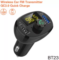 Modulator FM USB + BT V5.0 2x USB 1A+QC3.0 afisaj LED max.USB 32GB 12-24VCC 