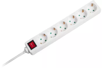 Prelungitor 6 prize cu intrerupator 1.5m 3G1.5mm2 alb V-TAC SKU-8768 