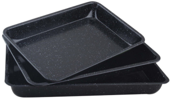 Set 3 tavi de copt Kinghoff KH 1069 31/34/37 cm Marmura Negru 