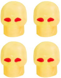 Set 4 Capace Skull Head design de Ventil Fosforescente universale din ABS Galben 