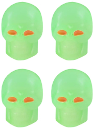 Set 4 Capace Skull Head design de Ventil Fosforescente universale din ABS verde 