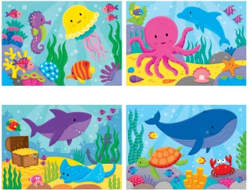 Set 4 puzzle-uri - Oceanul vesel 2 3 4 5 piese 