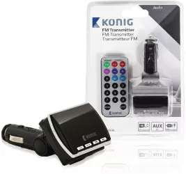 Transmitator Konig FM negru cu telecomanda 