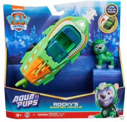 Vehicul Patrula Catelusilor Aqua Pups cu figurina Rocky 