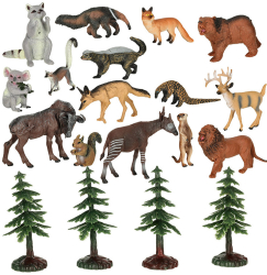 Set 19 figurine animale din zoo cu cutie de depozitare multicolor 